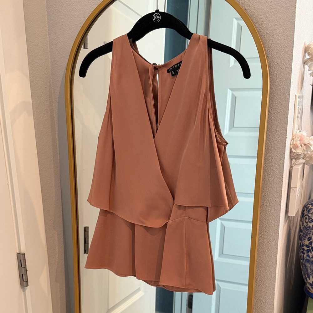 Theory Dusty Rose Layered V-Neck Sleeveless Camisole